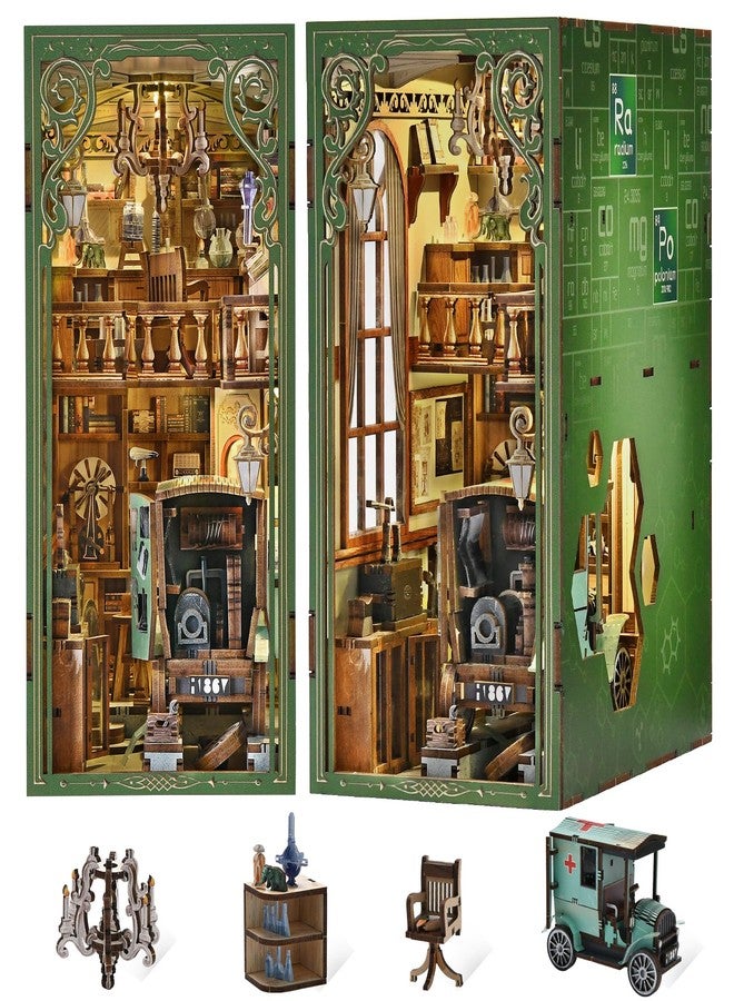 MiniCity Book Nook Kit, DIY Miniature Dollhouse Book Nook Kit with Dust Cover and LED Light for Teens and Adults-The Radium Lady - Image 1